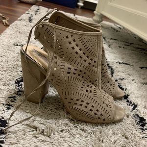 Taupe block heels